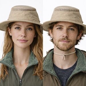 Tilley Endurables Airflo Hat LTM5 Size 7 Khaki Olive Safari Hiking Slim Sun Hat